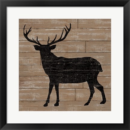 Framed Lake Lodge II Brown no Words Print