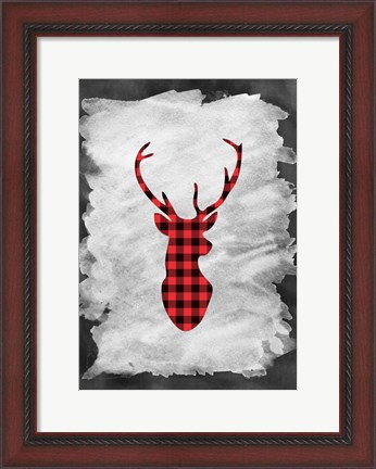 Framed Plaid Deer Head Print