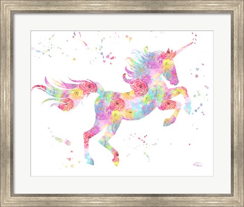 Framed Unicorn White Print