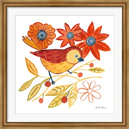 Framed Orange Bird III Print