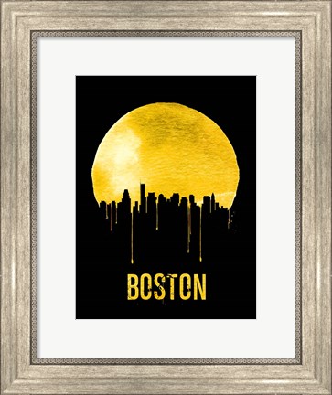 Framed Boston Skyline Yellow Print