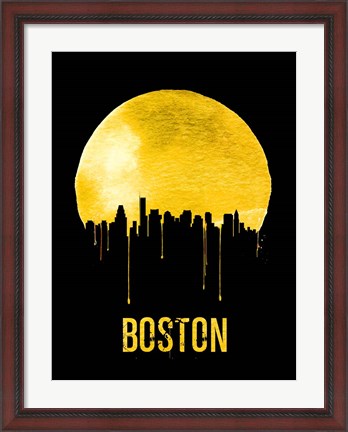 Framed Boston Skyline Yellow Print