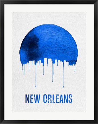 Framed New Orleans Skyline Blue Print