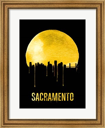 Framed Sacramento Skyline Yellow Print