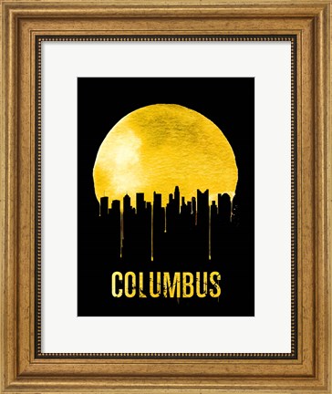 Framed Columbus Skyline Yellow Print