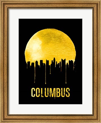 Framed Columbus Skyline Yellow Print