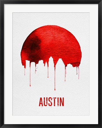Framed Austin Skyline Red Print