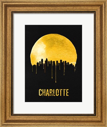 Framed Charlotte Skyline Yellow Print