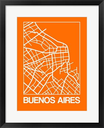 Framed Orange Map of Buenos Aires Print