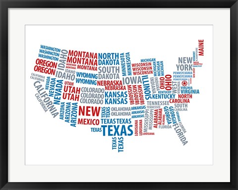 Framed Typography USA Map Print