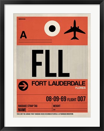 Framed FLL Fort Lauderdale Luggage Tag I Print