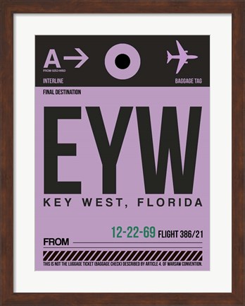 Framed EYW Key West Luggage Tag I Print