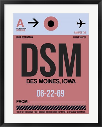 Framed DSM Des Moines Luggage Tag I Print