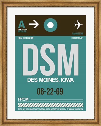 Framed DSM Des Moines Luggage Tag II Print