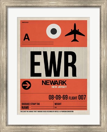 Framed EWR Newark Luggage Tag I Print