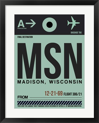 Framed MSN Madison Luggage Tag I Print