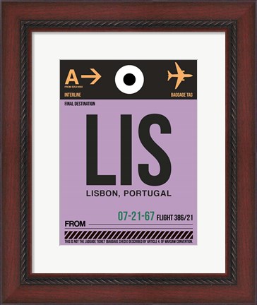 Framed LIS Lisbon Luggage Tag I Print