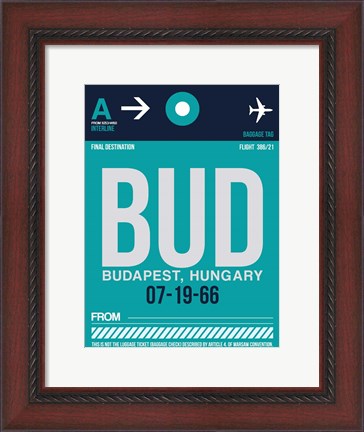 Framed BUD Budapest Luggage Tag II Print