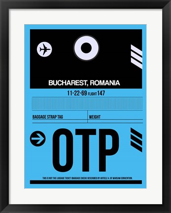 Framed OTP Bucharest Luggage Tag II Print