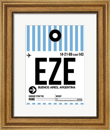 Framed EZE Buenos Aires Luggage Tag I Print