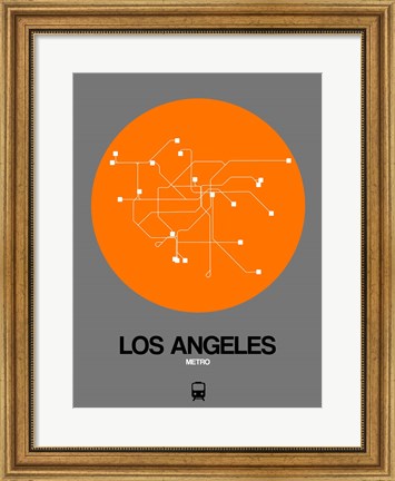 Framed Los Angeles Orange Subway Map Print