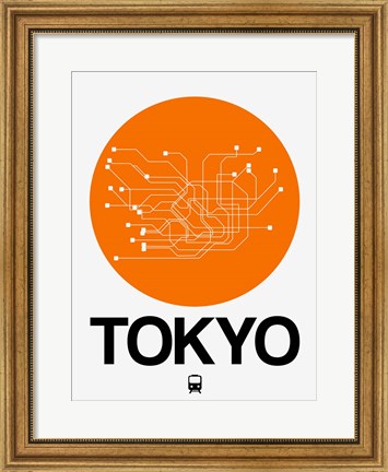 Framed Tokyo Orange Subway Map Print