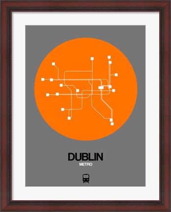 Framed Dublin Orange Subway Map Print