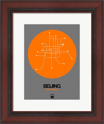 Framed Beijing Orange Subway Map Print