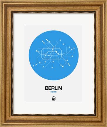 Framed Berlin Blue Subway Map Print