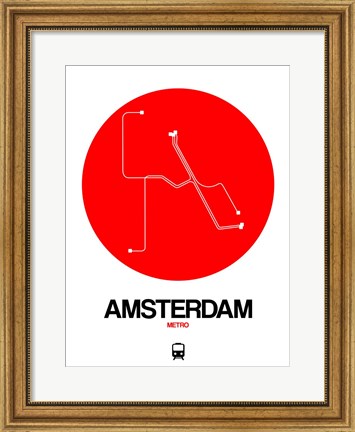 Framed Amsterdam White Subway Map Print