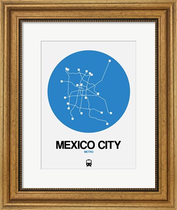 Framed Mexico City Blue Subway Map Print