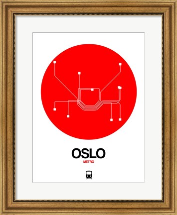 Framed Oslo Red Subway Map Print