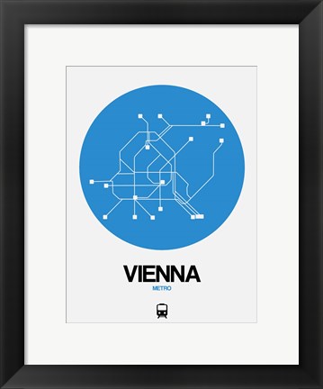 Framed Vienna Blue Subway Map Print