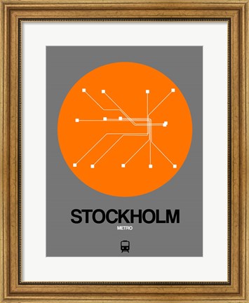 Framed Stockholm Orange Subway Map Print