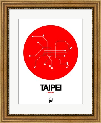 Framed Taipei Red Subway Map Print