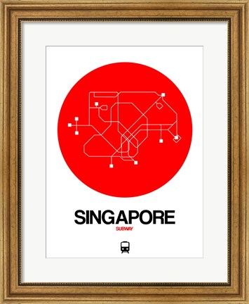 Framed Singapore Red Subway Map Print