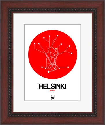 Framed Helsinki Red Subway Map Print