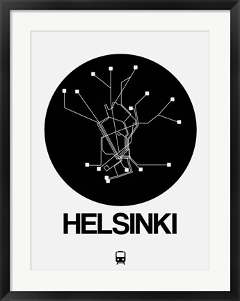 Framed Helsinki Black Subway Map Print