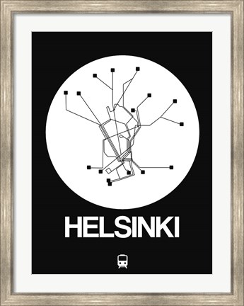 Framed Helsinki White Subway Map Print