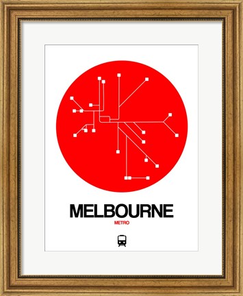 Framed Melbourne Red Subway Map Print