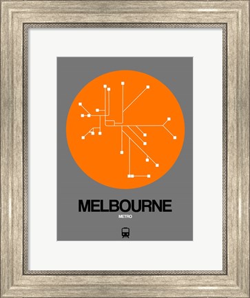 Framed Melbourne Orange Subway Map Print