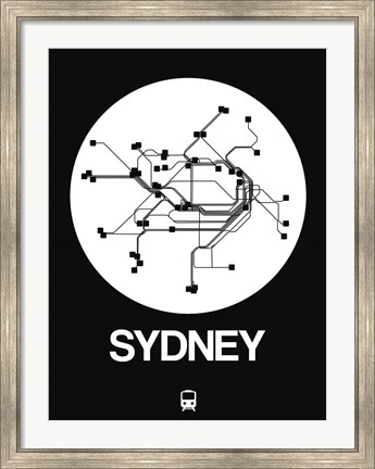 Framed Sydney White Subway Map Print