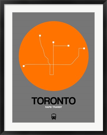 Framed Toronto Orange Subway Map Print