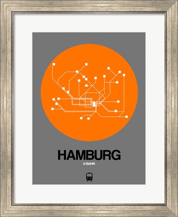 Framed Hamburg Orange Subway Map Print