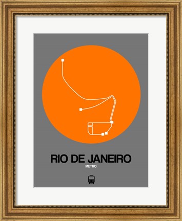 Framed Rio De Janeiro Orange Subway Map Print