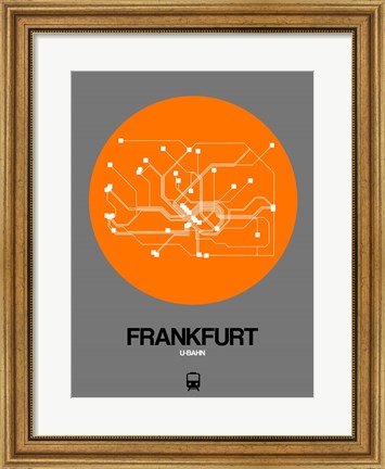 Framed Frankfurt Orange Subway Map Print