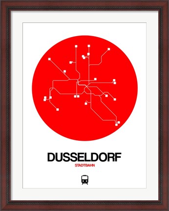 Framed Dusseldorf Red Subway Map Print