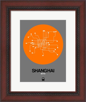 Framed Shanghai Orange Subway Map Print