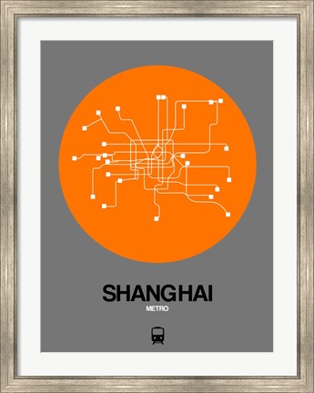 Framed Shanghai Orange Subway Map Print