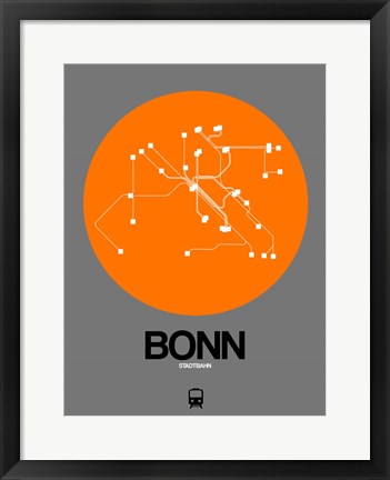 Framed Bonn Orange Subway Map Print